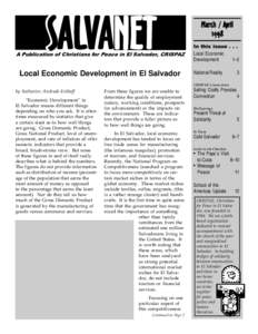 SSAL ALVANET A Publication of Christians for Peace in El Salvador, CRISPAZ  Local Economic Development in El Salvador