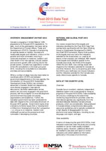 Post-2015 Data Test Initial Findings from Canada www.post2015datatest.com In-Progress Note No. 10  OVERVIEW: ENGAGEMENT ON POST-2015