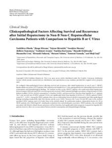 Clinicopathological Factors Affecting Survival and Recurrence after Initial Hepatectomy in Non-B Non-C Hepatocellular Carcinoma Patients with Comparison to Hepatitis B or C Virus