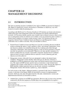 2.0 Management Decisions  CHAPTER 2.0 MANAGEMENT DECISIONS 2.1