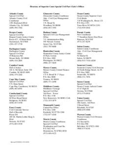 Directory of Superior Court Special Civil Part Clerk’s Offices