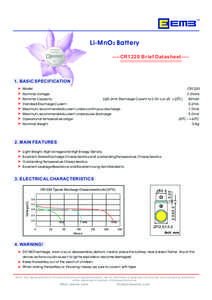 Li-MnO 2 Battery ----CR1220 Brief Datasheet[removed]BASIC SPECIFICATION Model: