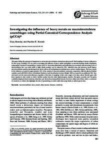 Investigating theEarth influence of heavy metals on macroinvertebrate