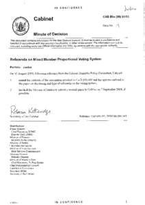 In Confidence Office of the Minister of Justice Cabinet Domestic Policy Committee Referendum on Mixed Member Proportional (MMP) Voting System Proposal