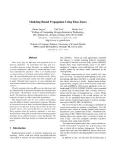 Modeling Botnet Propagation Using Time Zones David Dagon1 Cliff Zou2 Wenke Lee1 1 College of Computing, Georgia Institute of Technology,