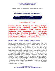 The Weekly Containershipping-Newsletter by Jan Svendsen and Jan Tiedemann