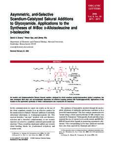 ORGANIC LETTERS Asymmetric, anti-Selective Scandium-Catalyzed Sakurai Additions to Glyoxyamide. Applications to the