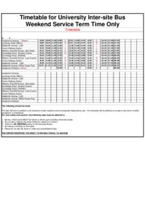 Timetable for University Inter-site Bus Weekend Service Term Time Only Timetable B B Langstone Campus ( Depart )