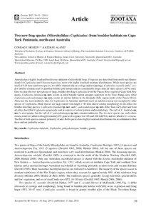 Two new frog species (Microhylidae: Cophixalus) from boulder habitats on Cape York Peninsula, north-east Australia