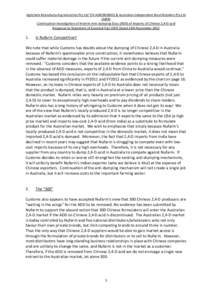 Agrichem Manufacturing Industries Pty Ltd T/A AGRONOMIQ & Australian Independent Rural Retailers Pty Ltd  (AIRR)  Continuation Investigation of Interim Anti‐dumping Duty (ADD) of Imports of Chi