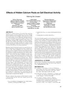 Effects of Hidden Calcium Pools on Cell Electrical Activity Inferring the Unseen Arthur Sherman Leslie Satin
