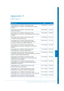 Appendix 3 Audit reports Report title Tabled