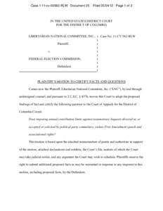 Case 1:11-cv[removed]RLW Document 25  Filed[removed]Page 1 of 2 IN THE UNITED STATES DISTRICT COURT FOR THE DISTRICT OF COLUMBIA