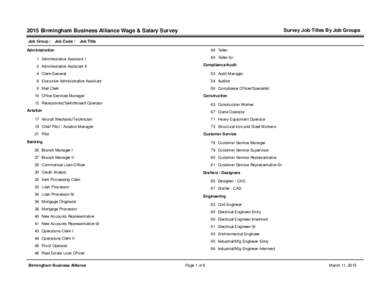 Survey Job Titles By Job GroupsBirmingham Business Alliance Wage & Salary Survey Job Group /  Job Code /