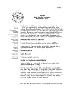 DRAFT  Minutes State Board of Education November 7, 2012