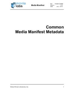 Common Extras Manifest Metadata