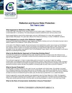 Soft matter / Environment / Source water protection / Multi-barrier approach / Walkerton Tragedy / Clean Water Act / Drinking water / Walkerton / Water supply / Water / Water management / Water pollution