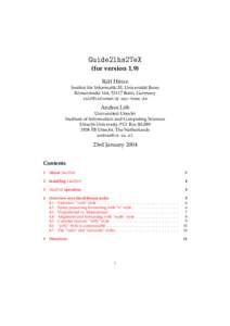 Guide2lhs2TeX (for version 1.9) Ralf Hinze ¨ Informatik III, Universit¨at Bonn Institut fur ¨
