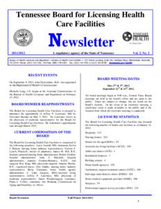 Tennessee Board for Licensing Health Care Facilities Newsletter[removed]