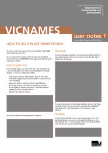 VICNAMES  user notes 1 www.dse.vic.gov.au/vicnames  HOW TO DO A PLACE NAME SEARCH