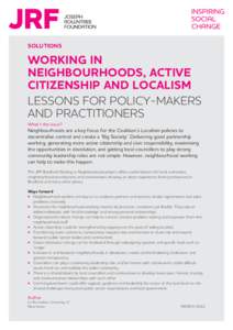 Working in neighbourhoods, active citizenship and localism