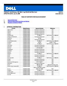 PRODUCT: Dell Wireless[removed]bg) WLAN Half Mini-Card EFFECTIVE DATE: July 15, 2008 Dell Inc. www.dell.com