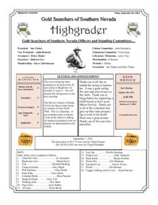 Highgrader newsletter  Friday, September 30, 2011 Gold Searchers of Southern Nevada