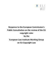 Response to the European Commission’s Public Consultation on the review of the EU copyright rules