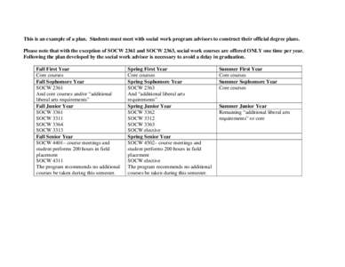 Student Sample Degree Plan