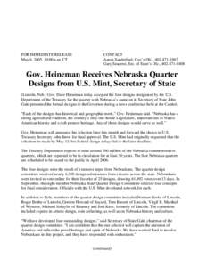 FOR IMMEDIATE RELEASE May 6, 2005, 10:00 a.m. CT CONTACT Aaron Sanderford, Gov’s Ofc., [removed]Gary Seacrest, Sec. of State’s Ofc., [removed]