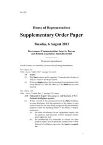 No 305  House of Representatives Supplementary Order Paper Tuesday, 6 August 2013