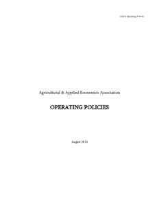 AAEA Operating Policies  Agricultural & Applied Economics Association OPERATING POLICIES