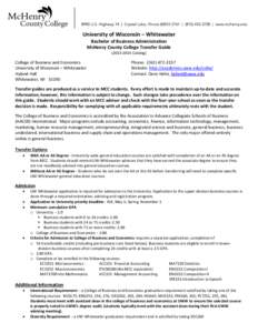 University of Wisconsin – Whitewater Bachelor of Business Administration McHenry County College Transfer GuideCatalog)  College of Business and Economics