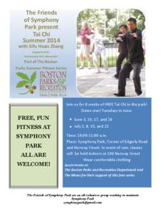 The Friends of Symphony Park present Tai Chi Summer 2014