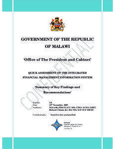 GOVERNMENT OF THE REPUBLIC OF MALAWI ‘Office of The President and Cabinet’