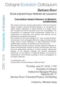 Cologne Evolution Colloquium Barbara Bravi CRCPredictability in Evolution