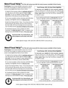 Need Food Help? This flier will connect you with the many resources available in Davis County. Food Stamps: Food stamp benefits come once a month on an EBT card (similar to a debit card) that you use at stores to buy eli