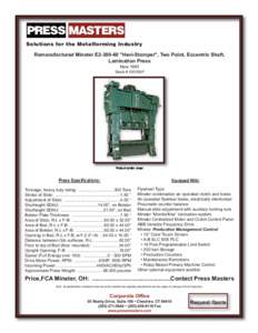 Solutions for the Metalforming Industry Remanufactured Minster E2 