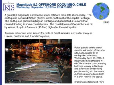 Geology / Natural disasters / Geology of Chile / Geography of Chile / Megathrust earthquake / Tsunami / Earthquake / Nazca Plate / Illapel earthquake / Nazca earthquake