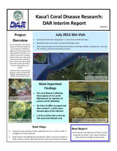 Kaua‘i Coral Disease Research: DAR Interim ReportProject