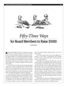 Grassroots Fundraising Journal Reprint: The Board of Directors  25 Fifty-Three Ways for Board Members to Raise $1000