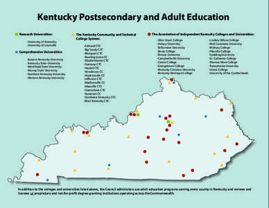 Kentucky Postsecondary and Adult Education Research Universities: -University of Kentucky -University of Louisville  Comprehensive Universities: