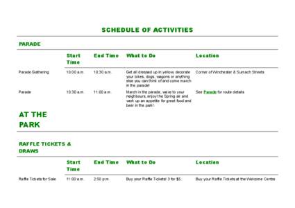 SCHEDULE OF ACTIVITIES PARADE Start Time  End Time