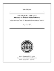 Procurement / Request for proposal / Sales / University of Maryland /  Baltimore County / Private finance initiative / Audit / Business / Auctioneering / Outsourcing