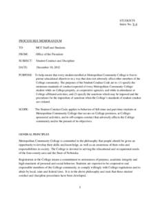 STUDENTS Index No. V-4 PROCEDURES MEMORANDUM TO