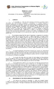 REPORT No[removed]PETITION[removed]ADMISSIBILITY PENSIONERS OF THE NATIONAL AGRICULTURAL DEVELOPMENT BANK (BANDESA) GUATEMALA October 29, 2009