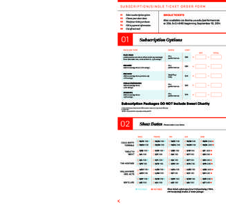 ADDITIONAL EVENTS  SUBSCRIPTION/SINGLE TICKET ORDER FORM Requires Additional Purchase Beyond Subscription 01