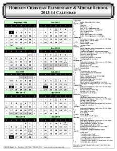 HORIZON CHRISTIAN ELEMENTARY & MIDDLE SCHOOL[removed]CALENDAR Aug/Sept-2013 S  M