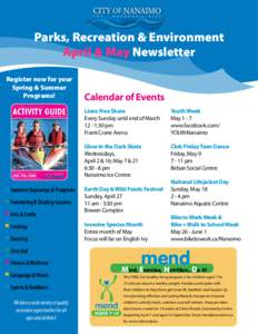 Parks, Recreation & Environment April & May Newsletter Register now for your Spring & Summer Programs!