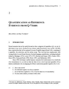 Quantification as Reference: Evidence from Q-Verbs  7 2 QUANTIFICATION AS REFERENCE: